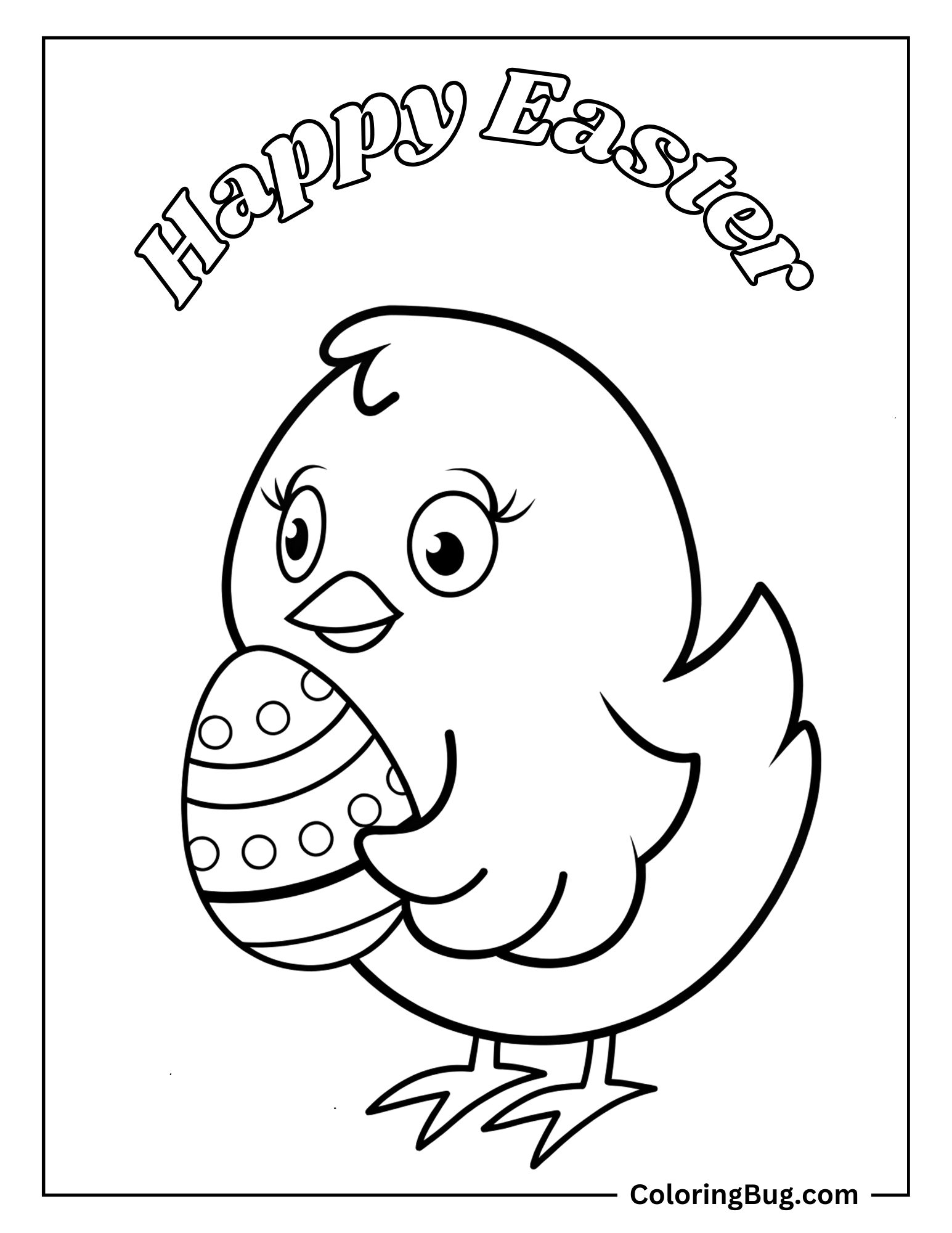 Chick Holding Easter Egg Coloring Sheet