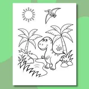Dinosaur coloring book page of T-Rex