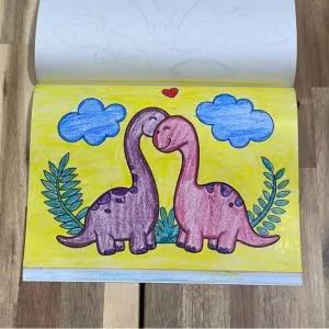 Dinosaur coloring book page of two dinosaurs