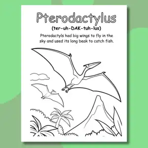 Dinosaur coloring book page of Pterodactylus