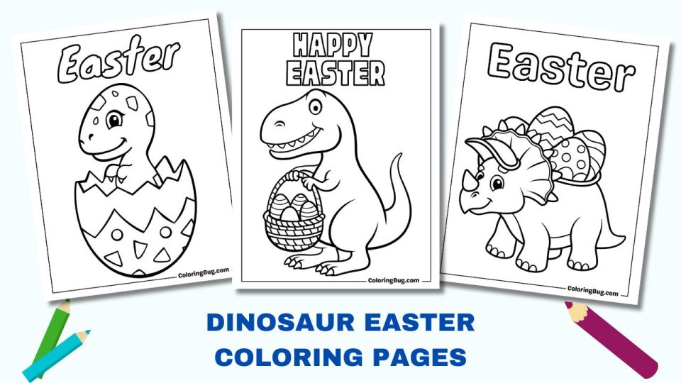 30 Dinosaur Easter Coloring Pages (Free Printable PDFs)