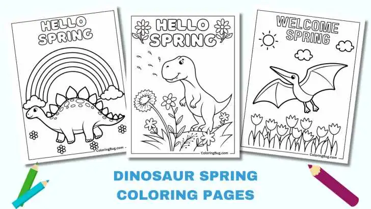 20 Dinosaur Spring Coloring pages (Free printable PDFs)