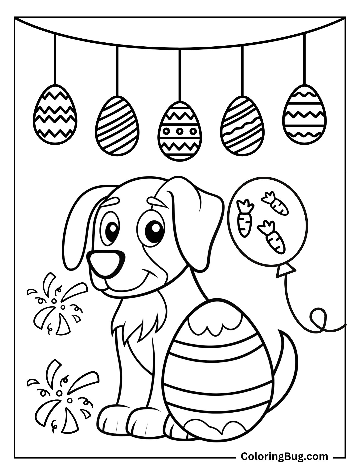 Dog Celebrating Easter Coloring Sheet