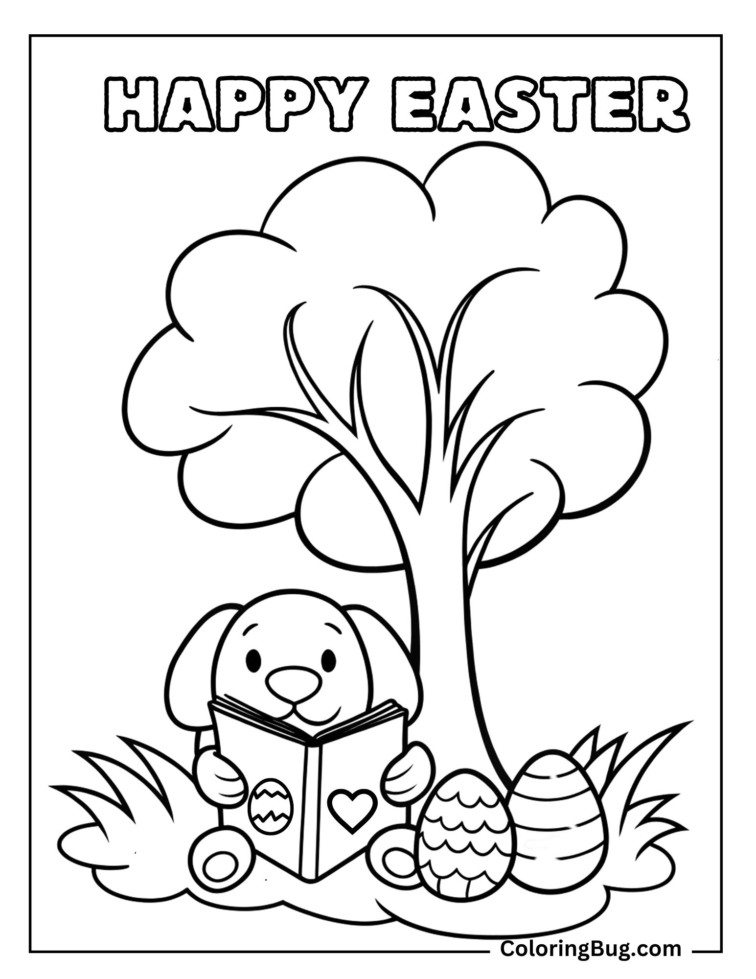 Dog Easter Story Time Coloring Sheet