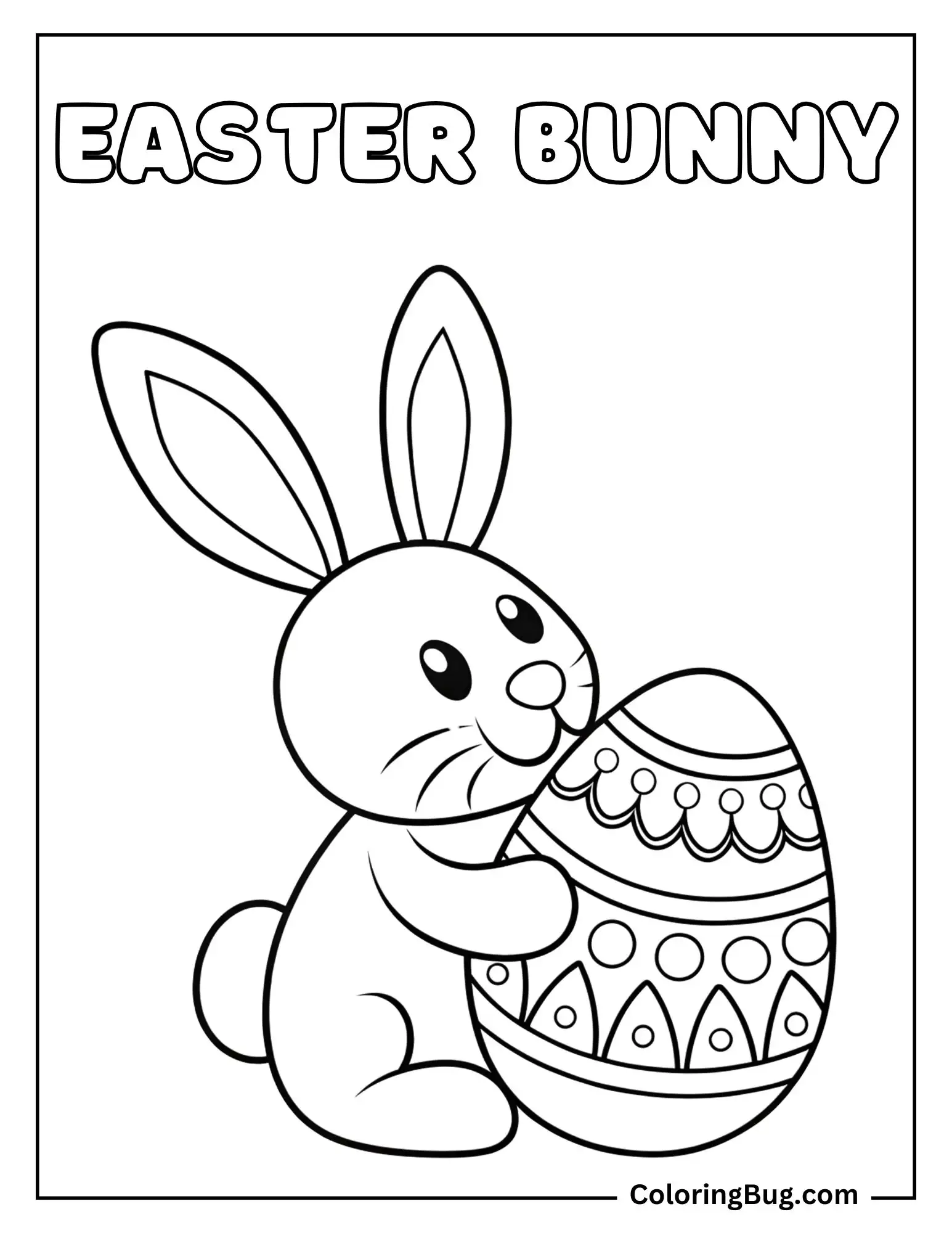 Easter Bunny Holding Easter Egg Coloring Page