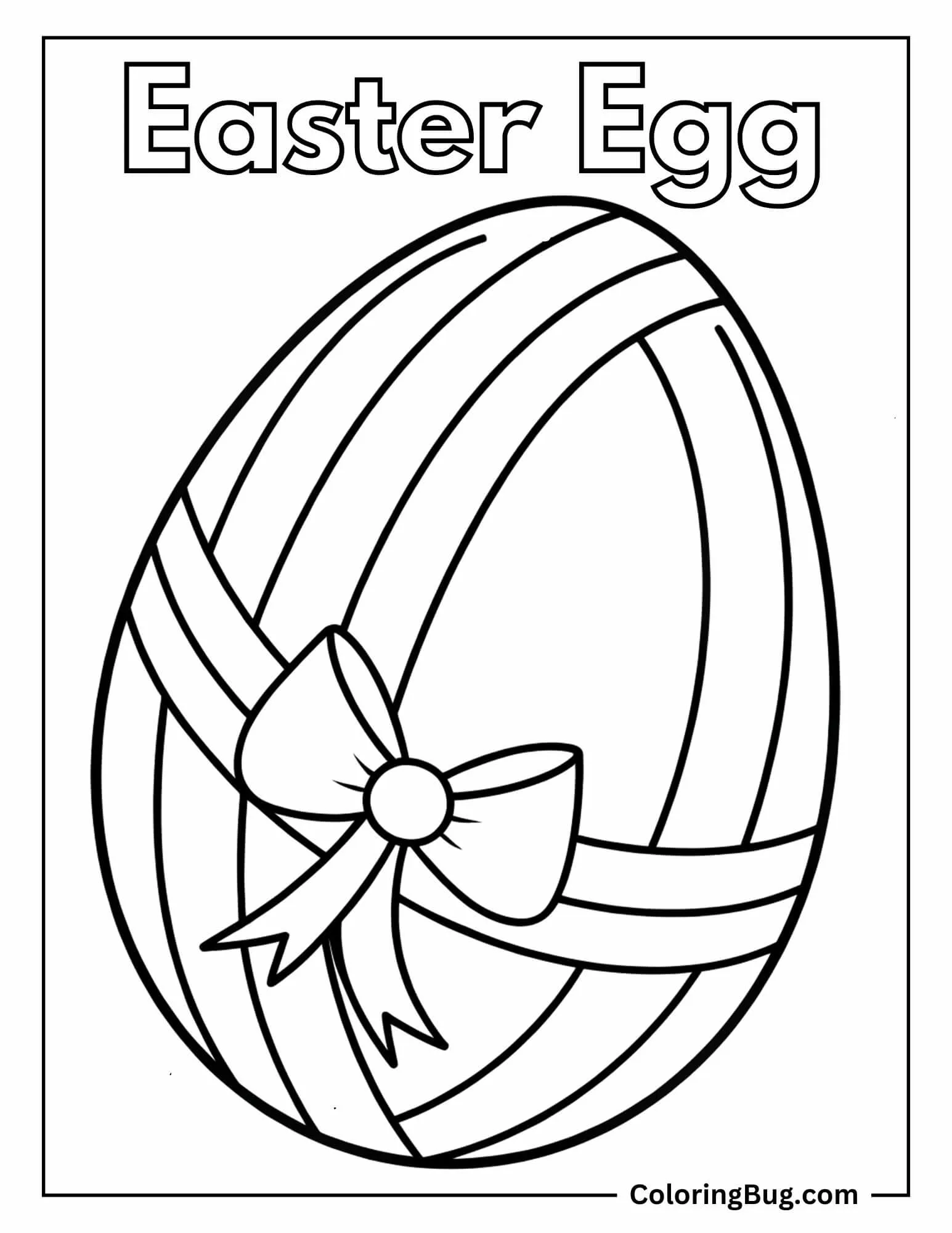 Easter Egg With Ribbon Coloring Sheet