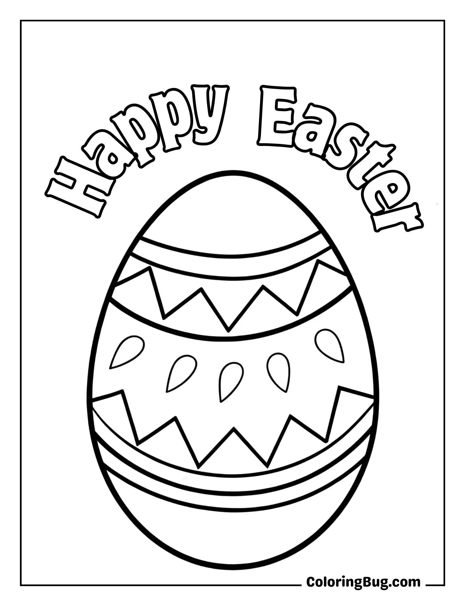 Easter Egg with a Pattern of Zigzags Coloring Sheet