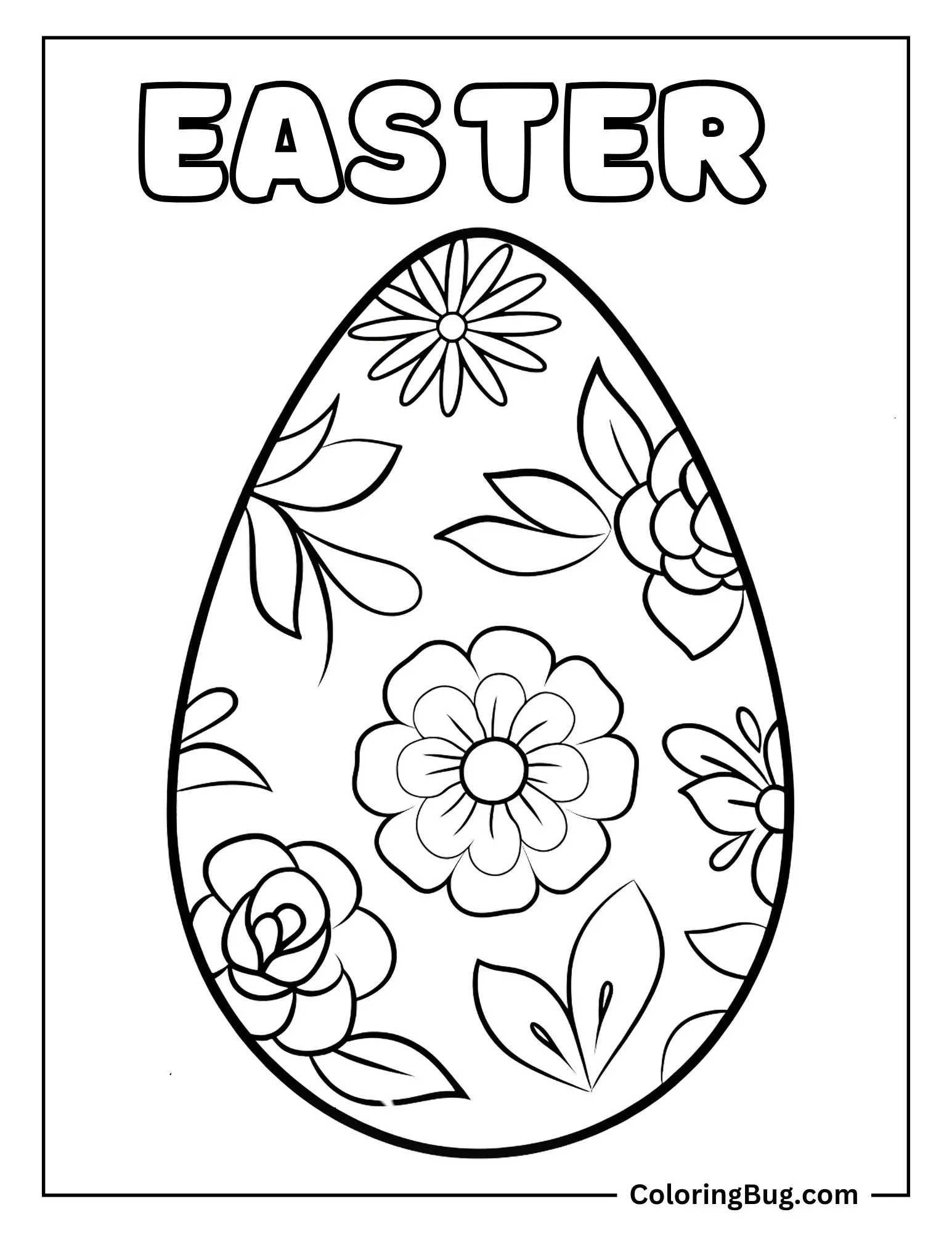 Floral Easter Egg Coloring sheet