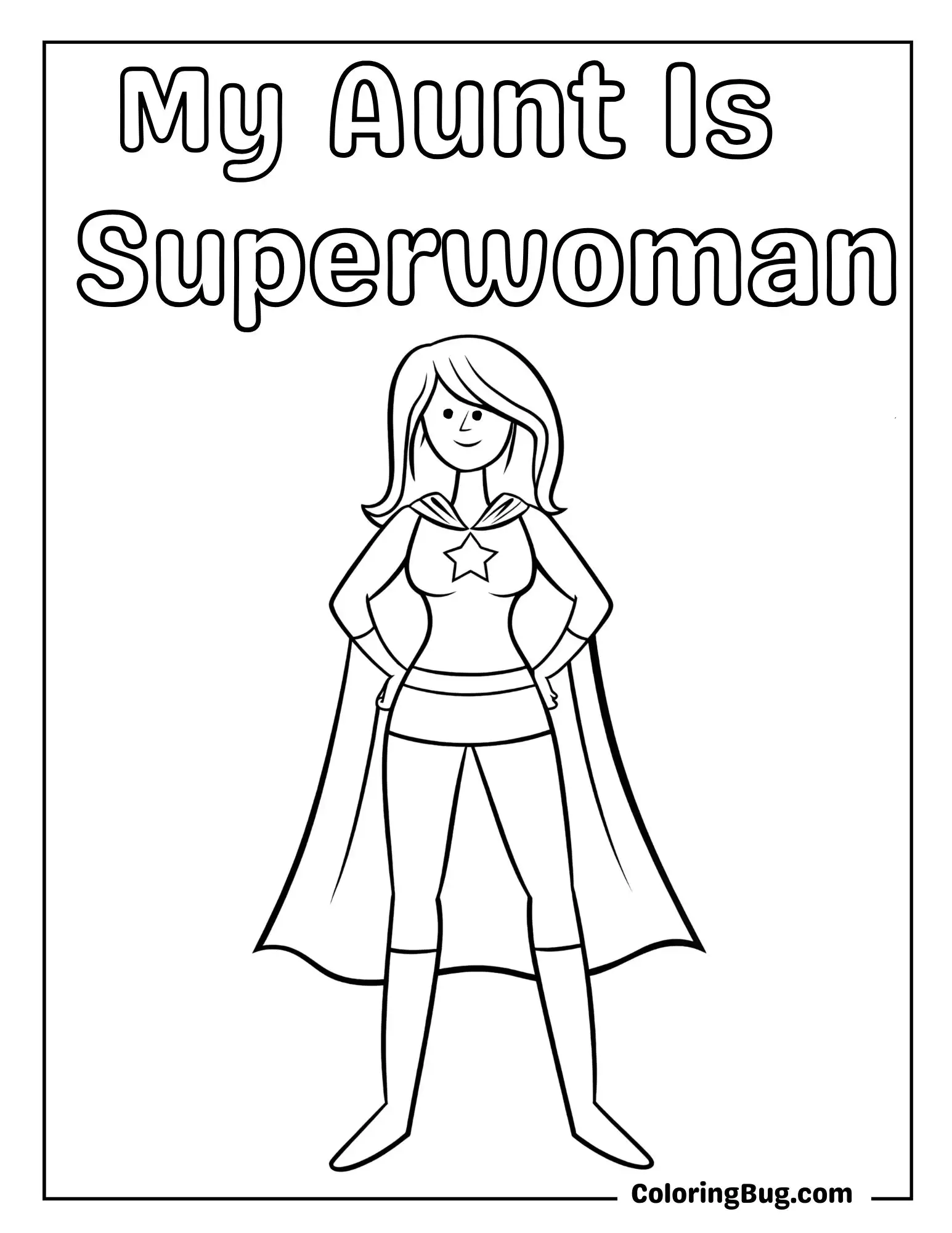 Girl Dressed As Superwoman Coloring Sheet