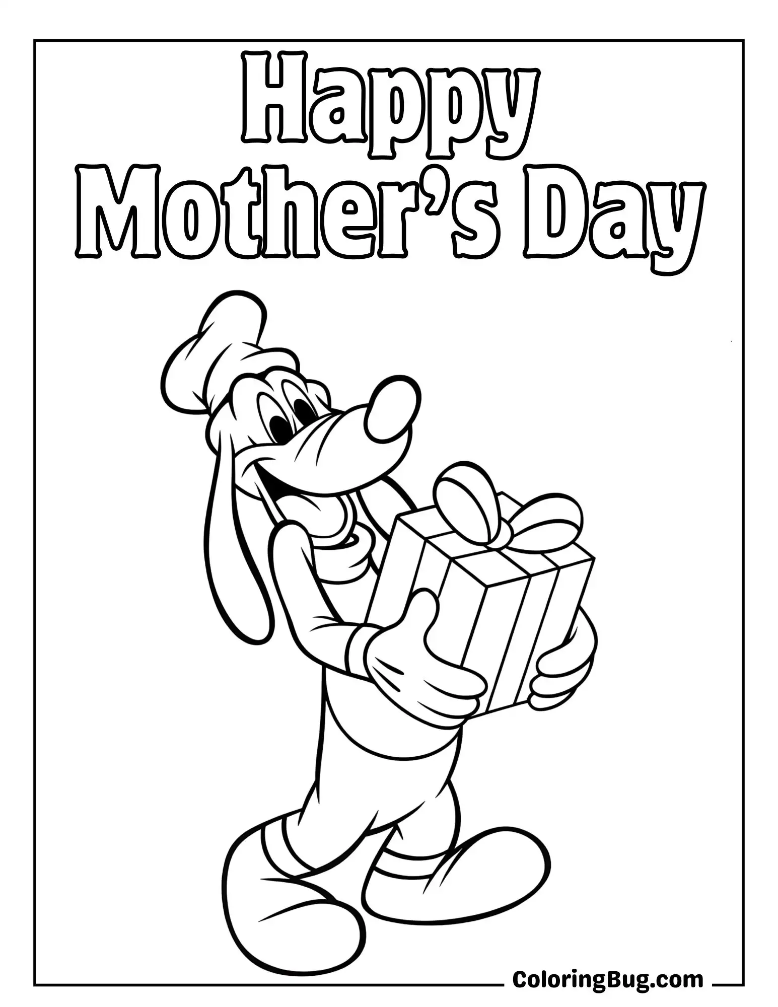 Goofy with Mother’s Day Gift Coloring Sheet