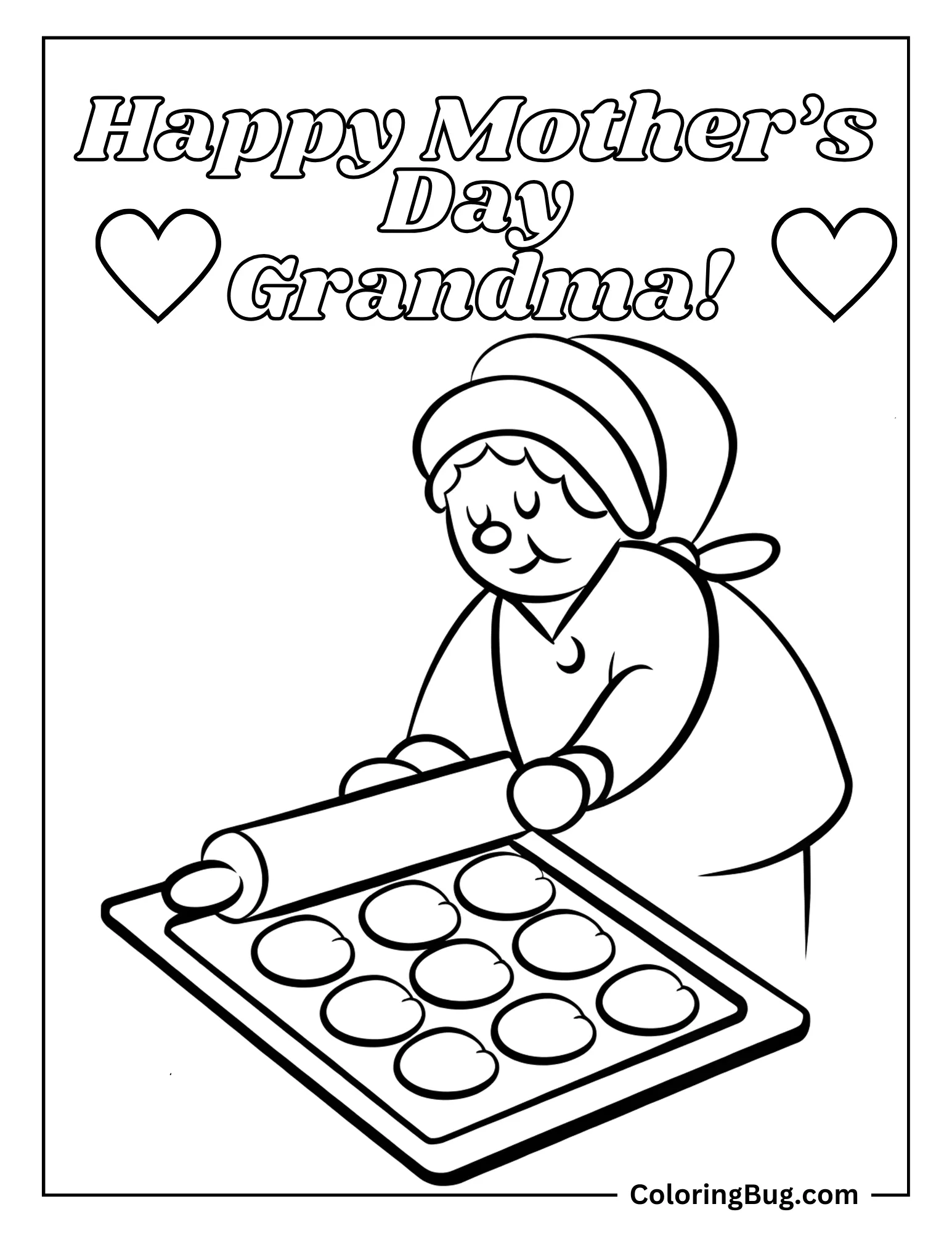 Grandma Baking Cookies Coloring sheet