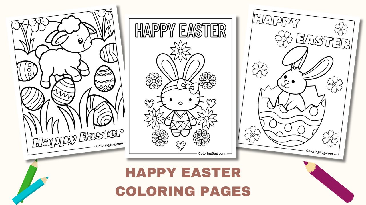 30 Happy Easter Coloring Pages (Free Printable PDFs)