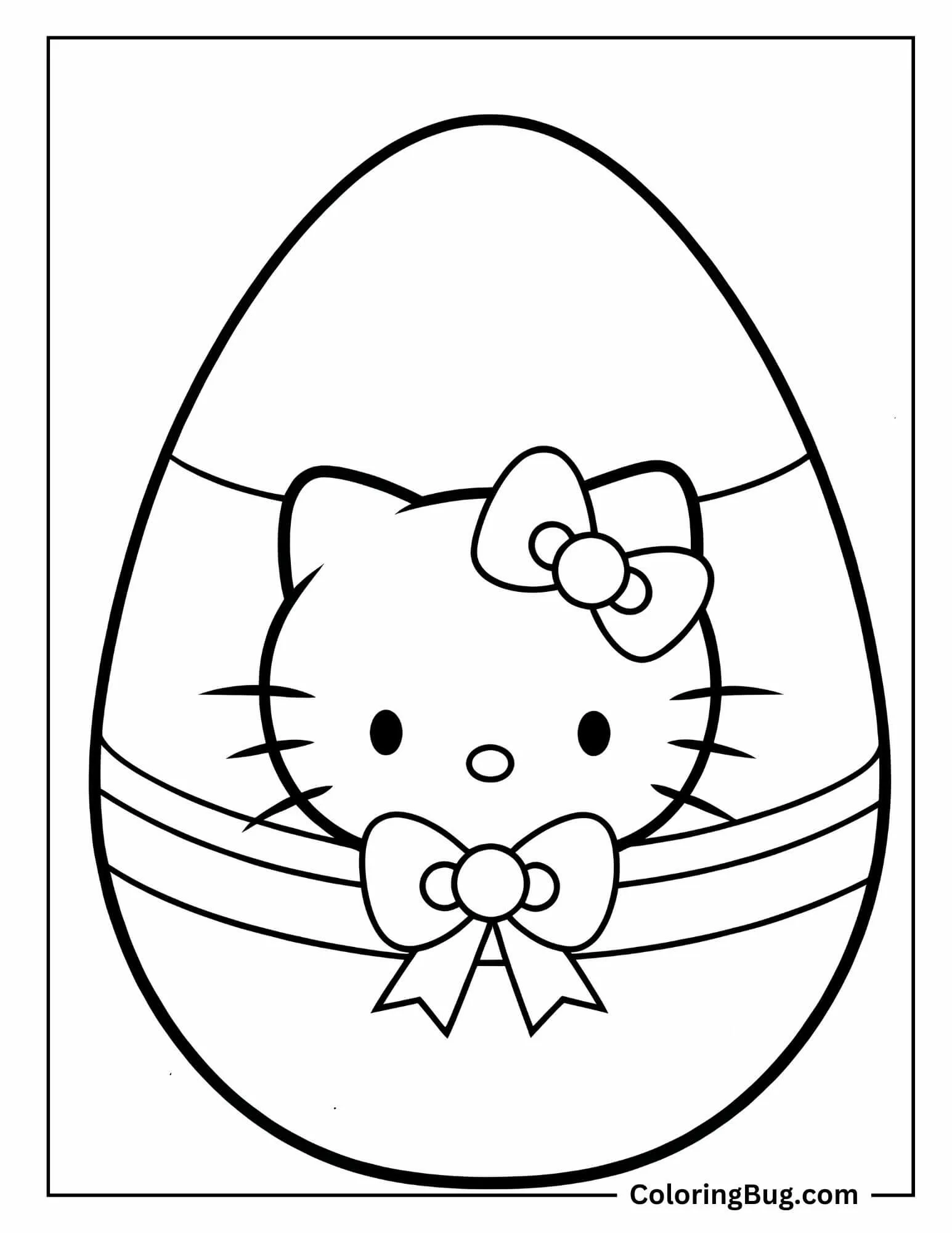 Hello Kitty Easter Egg Coloring Sheet