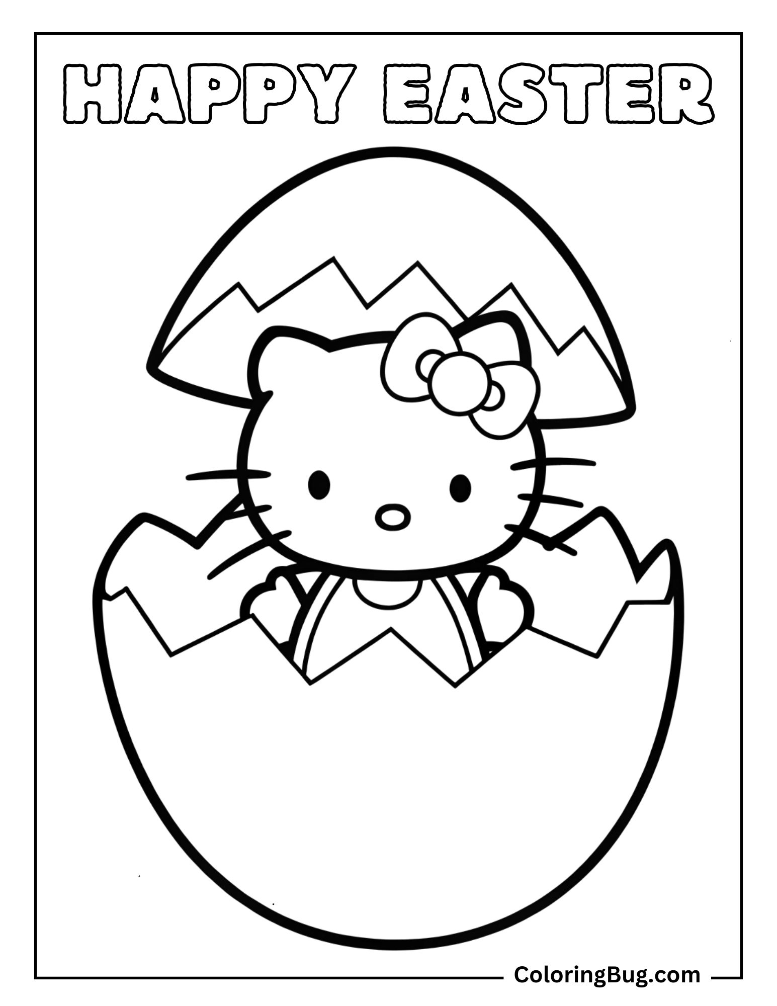 Hello kitty in Broken Easter Egg Coloring Sheet