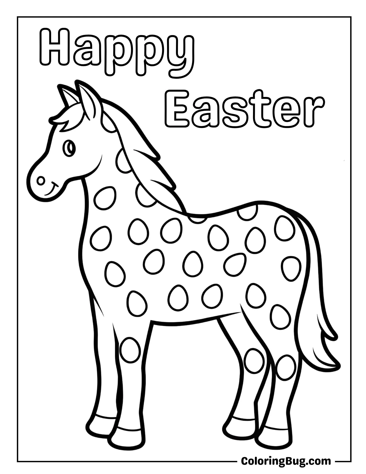Horse Coat is Painted with Easter Eggs for Easter Coloring Sheet