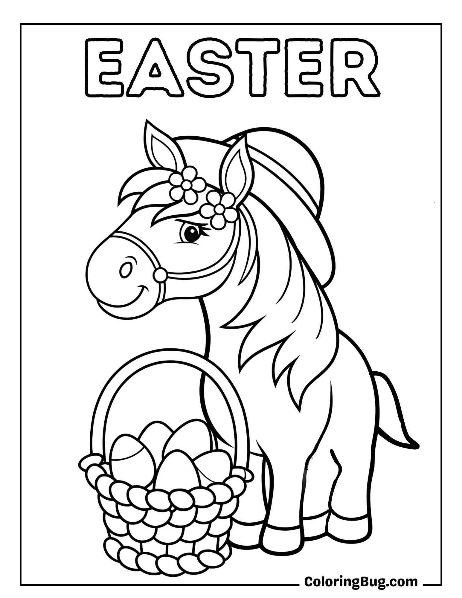Horse Wearing a Bonnet Coloring Sheet