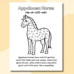 Horses and Ponies Coloring Book Page of Appaloosa Horse