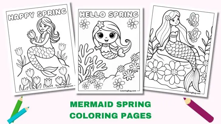 Mermaid Spring Coloring Pages