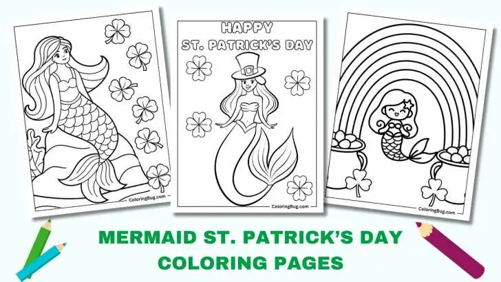 16 Mermaid St. Patrick’s Day Coloring Pages (Free Printable PDFs)