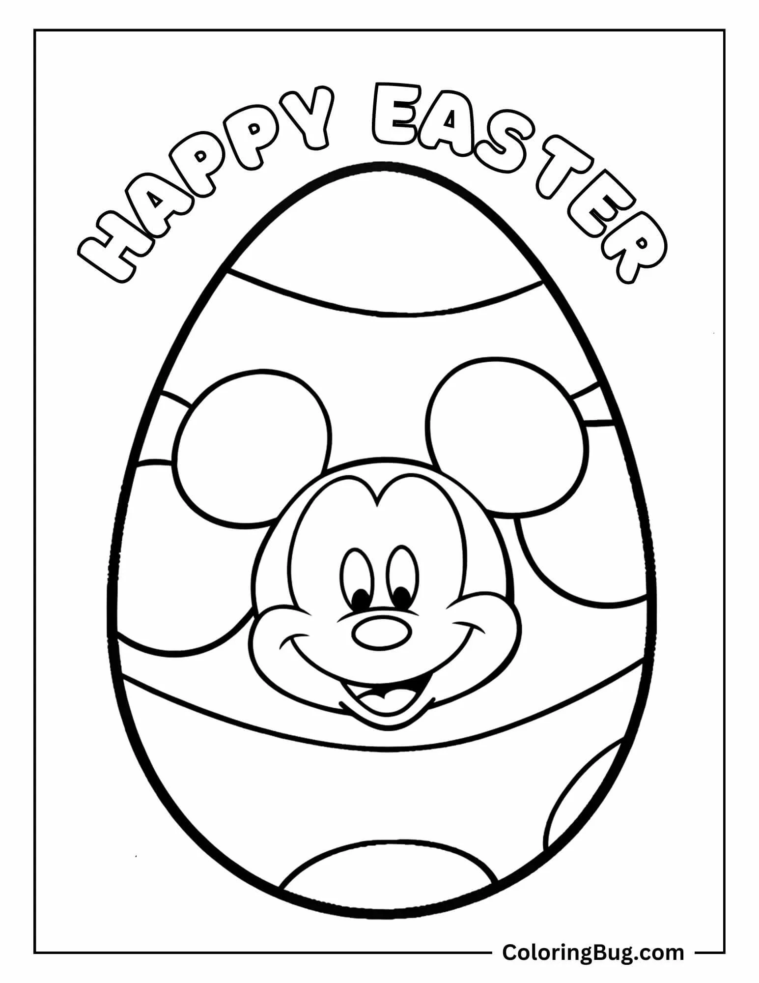 Mickey Mouse Easter Egg Coloring Sheet