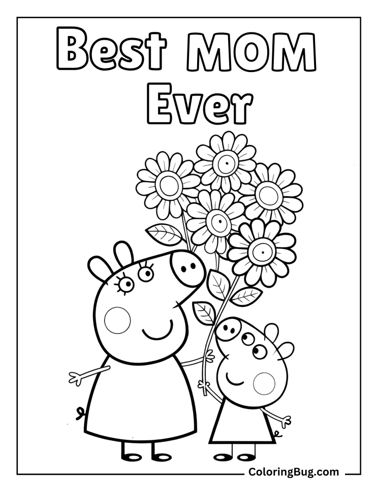 20 Peppa Pig Mother's Day Coloring Pages (Free Printable PDFs)