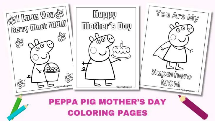 Peppa Pig Mother's Day Coloring Pages