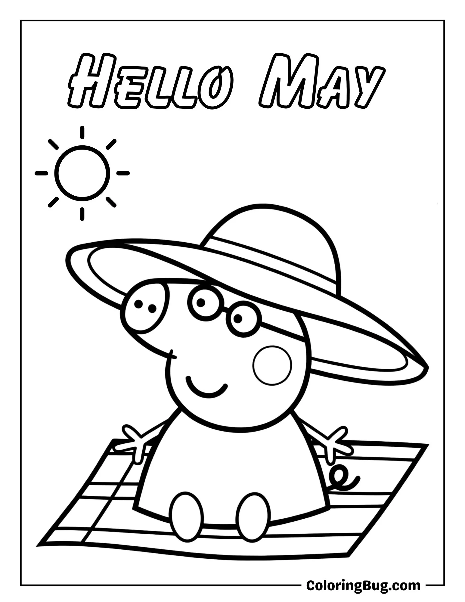 Peppa Pig Wearing a Sun Hat Coloring Sheet