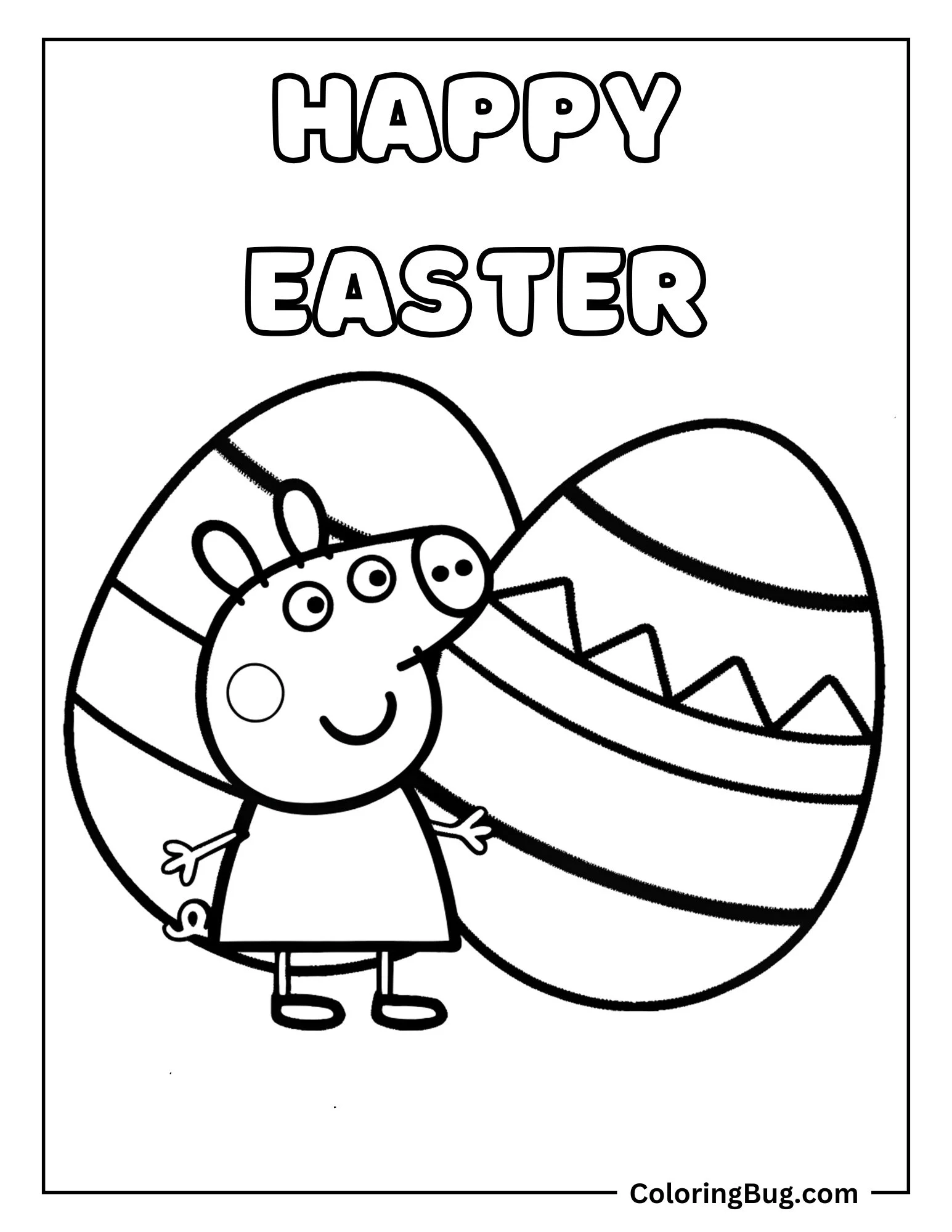 Peppa Pig With Giant Easter Egg Coloring Sheet