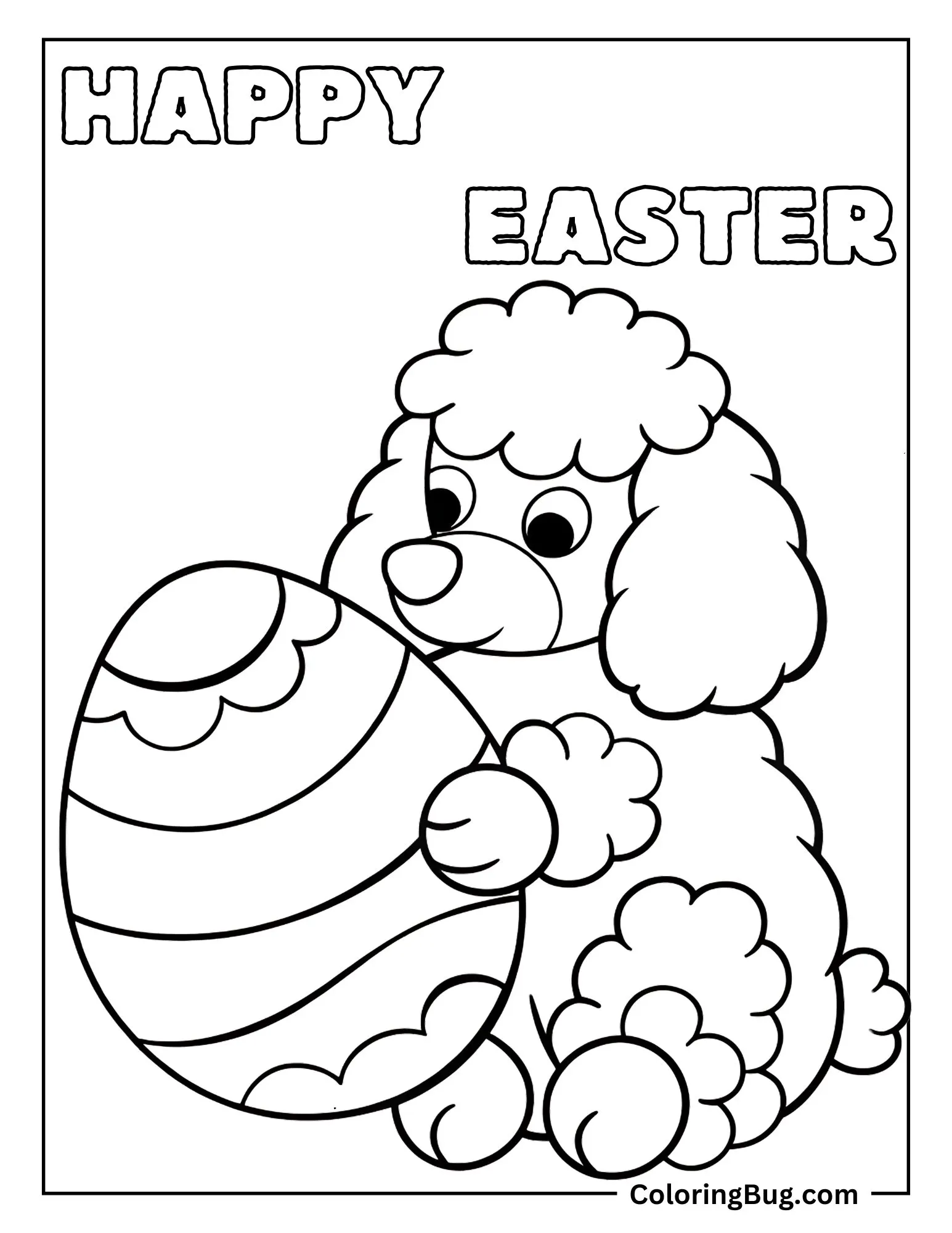 Poodle Holding Giant Easter Egg Coloring Sheet (1)
