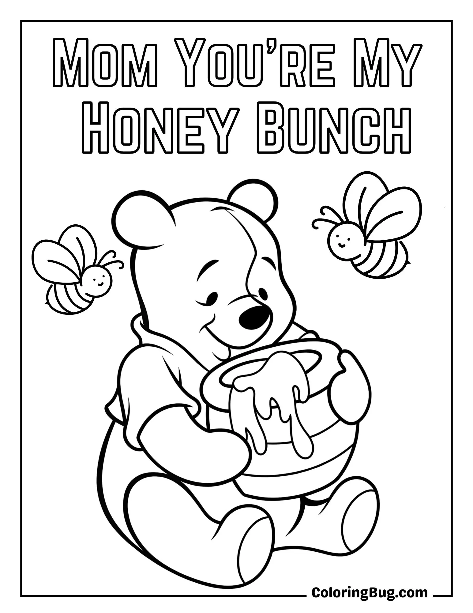 Pooh Holding Honey Jar Dripping all Over Coloring Sheet