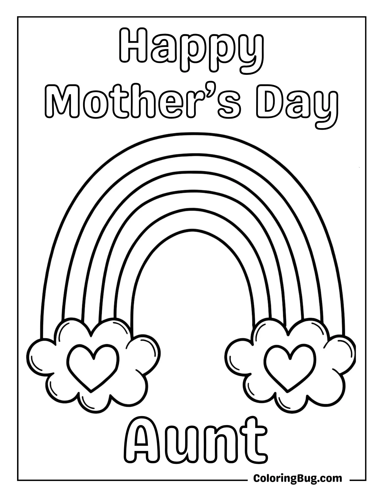 Rainbow With Hearts At The End Coloring Sheet