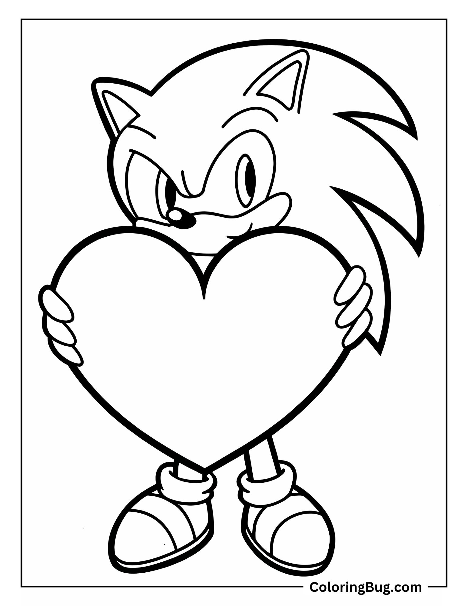 Sonic Holding Heart For Mom Coloring Sheet
