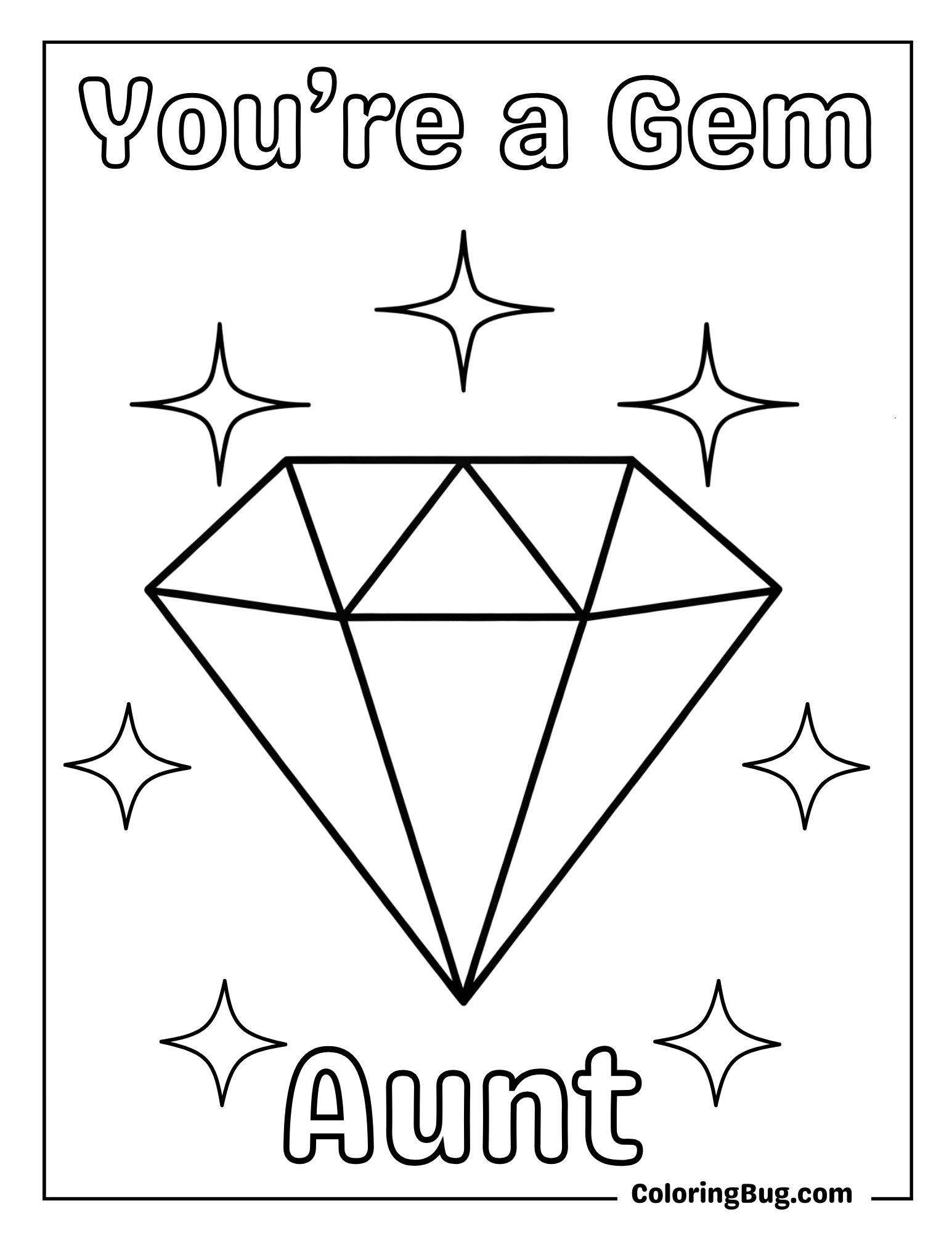 Sparkling Diamond With Text Coloring Sheet