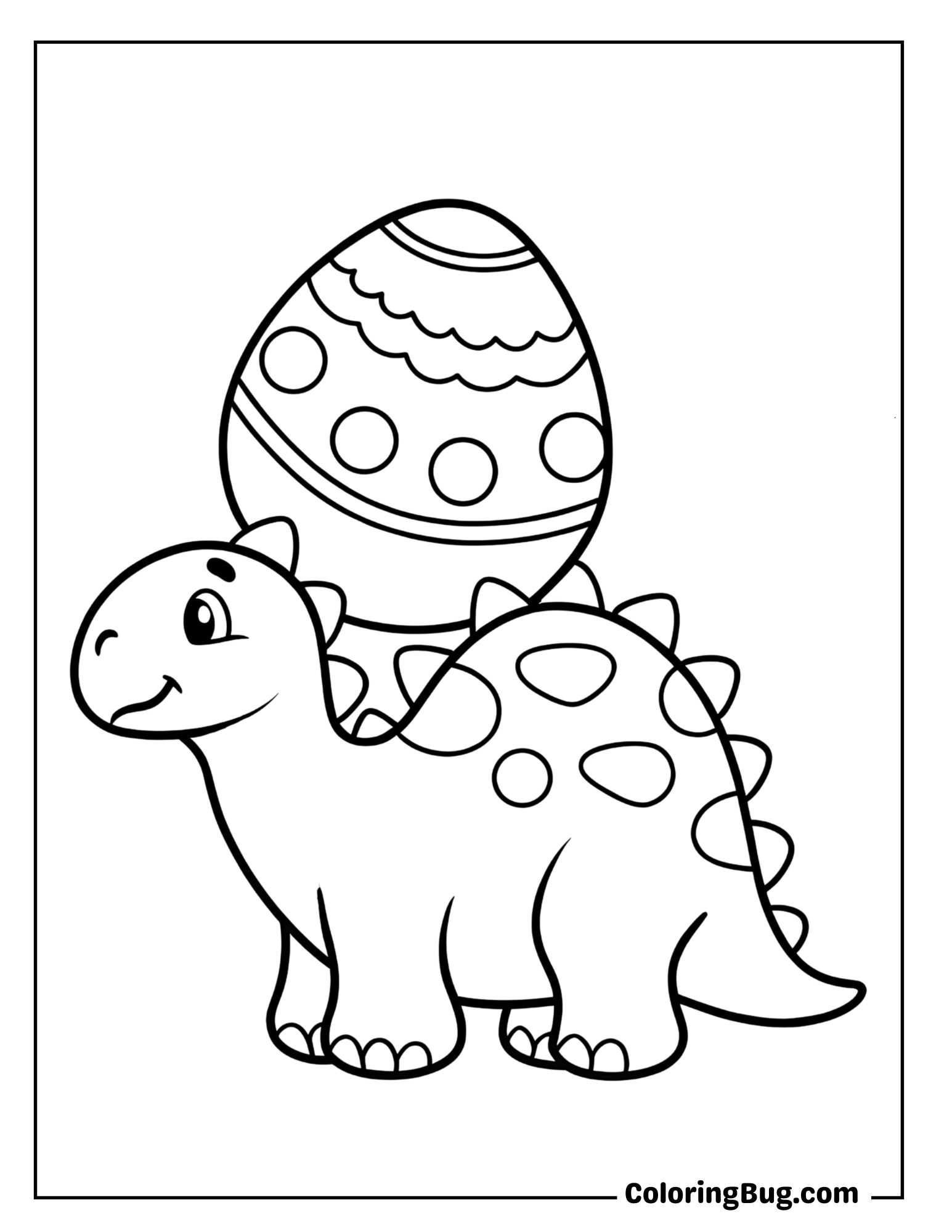 Stegosaurus Balancing Easter Egg on its Back Coloring Sheet