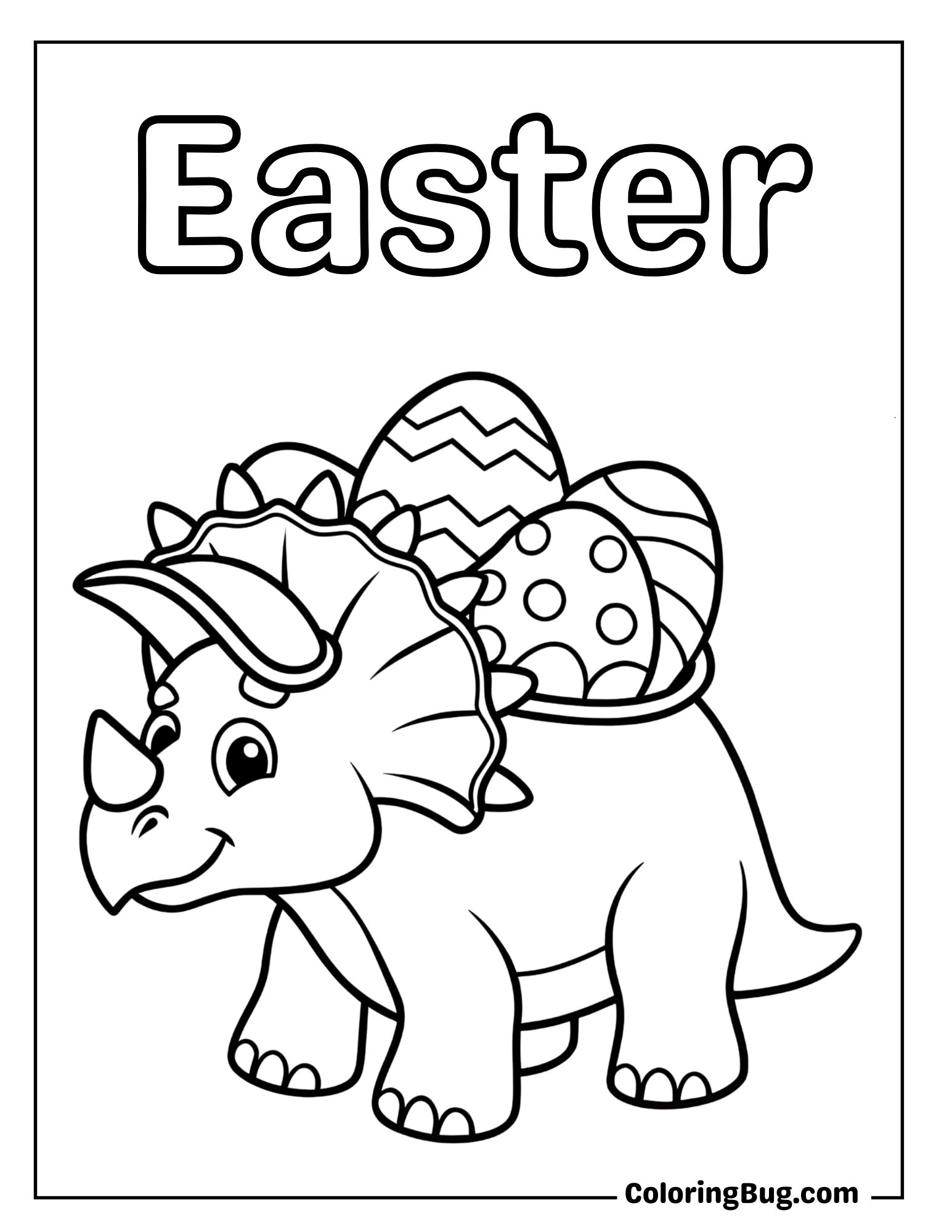 Triceratops Carrying Eggs on its Back Coloring Sheet