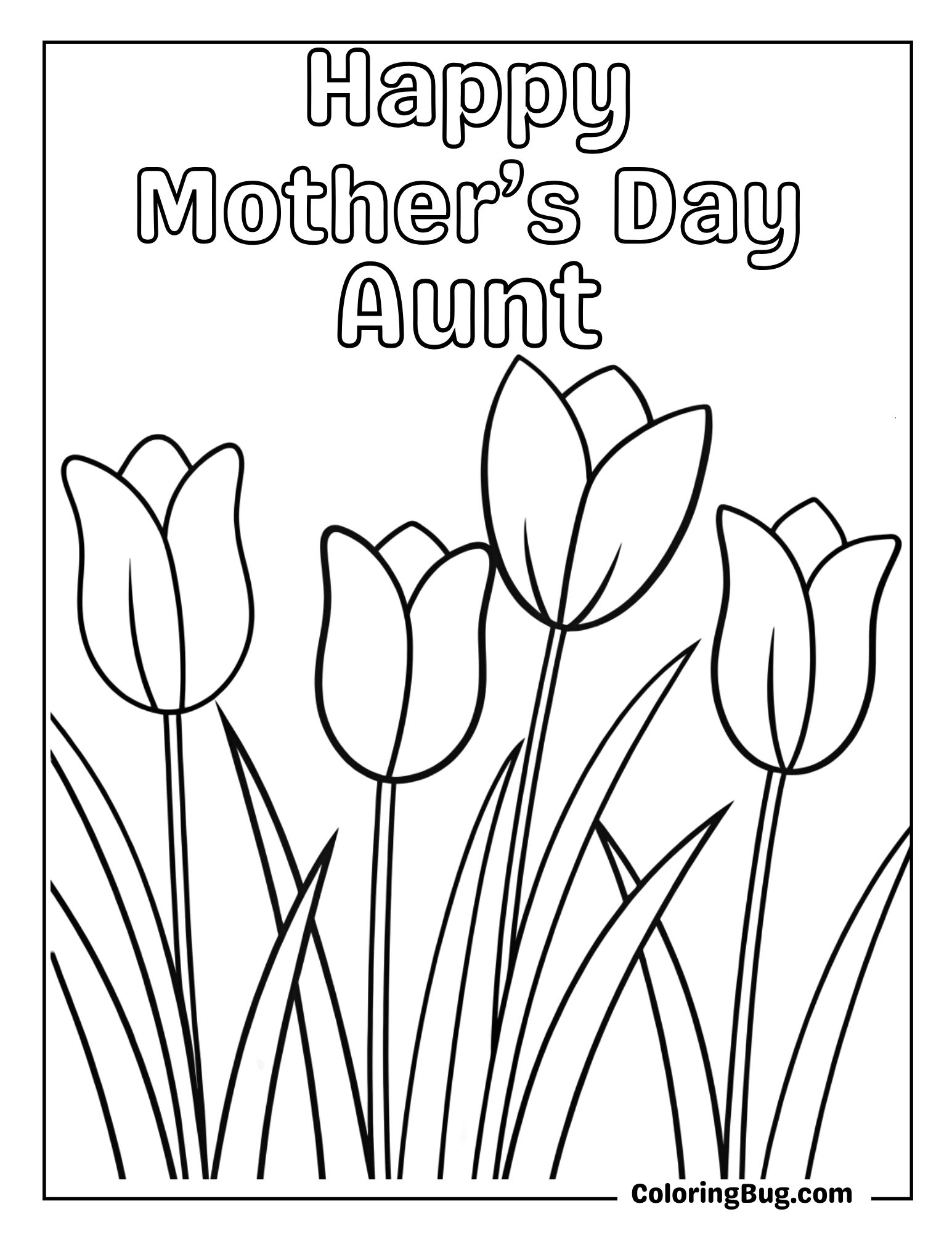 Tulips Blooming In The Garden Coloring Sheet