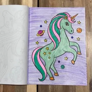Unicorn Coloring Book Page Colored In