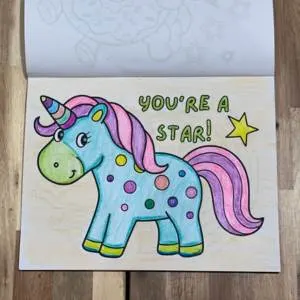 Unicorn Coloring Book Page Colored In