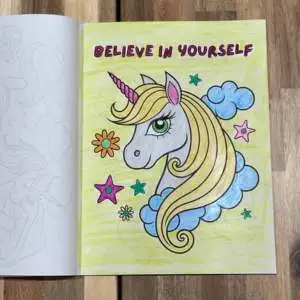 Unicorn Coloring Book Page Colored In