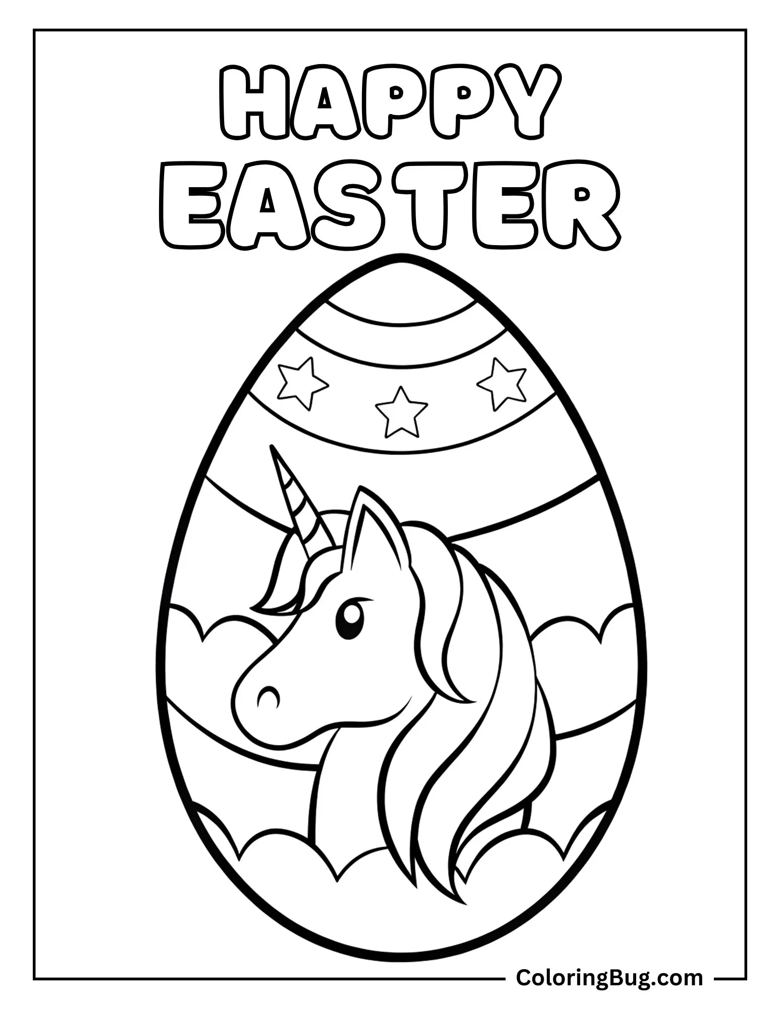 Unicorn Easter Egg Coloring Sheet