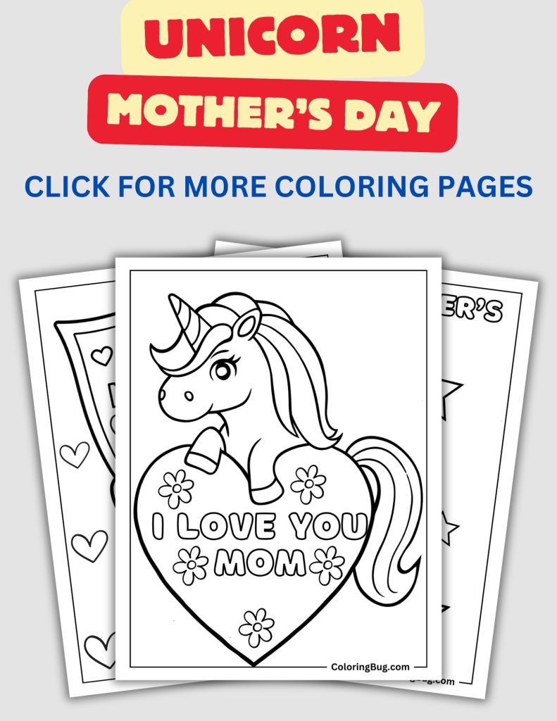 Unicorn Mother's Day Coloring Pages