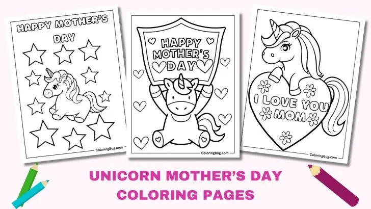 Unicorn Mother's Day Coloring Pages