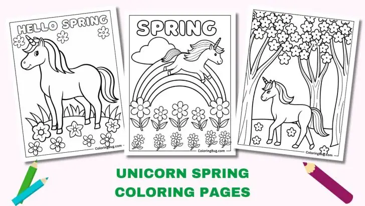 Unicorn Spring Coloring Pages