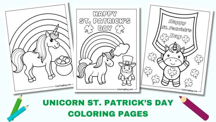 20 Unicorn St. Patrick’s Day Coloring Pages (Free Printable PDFs)