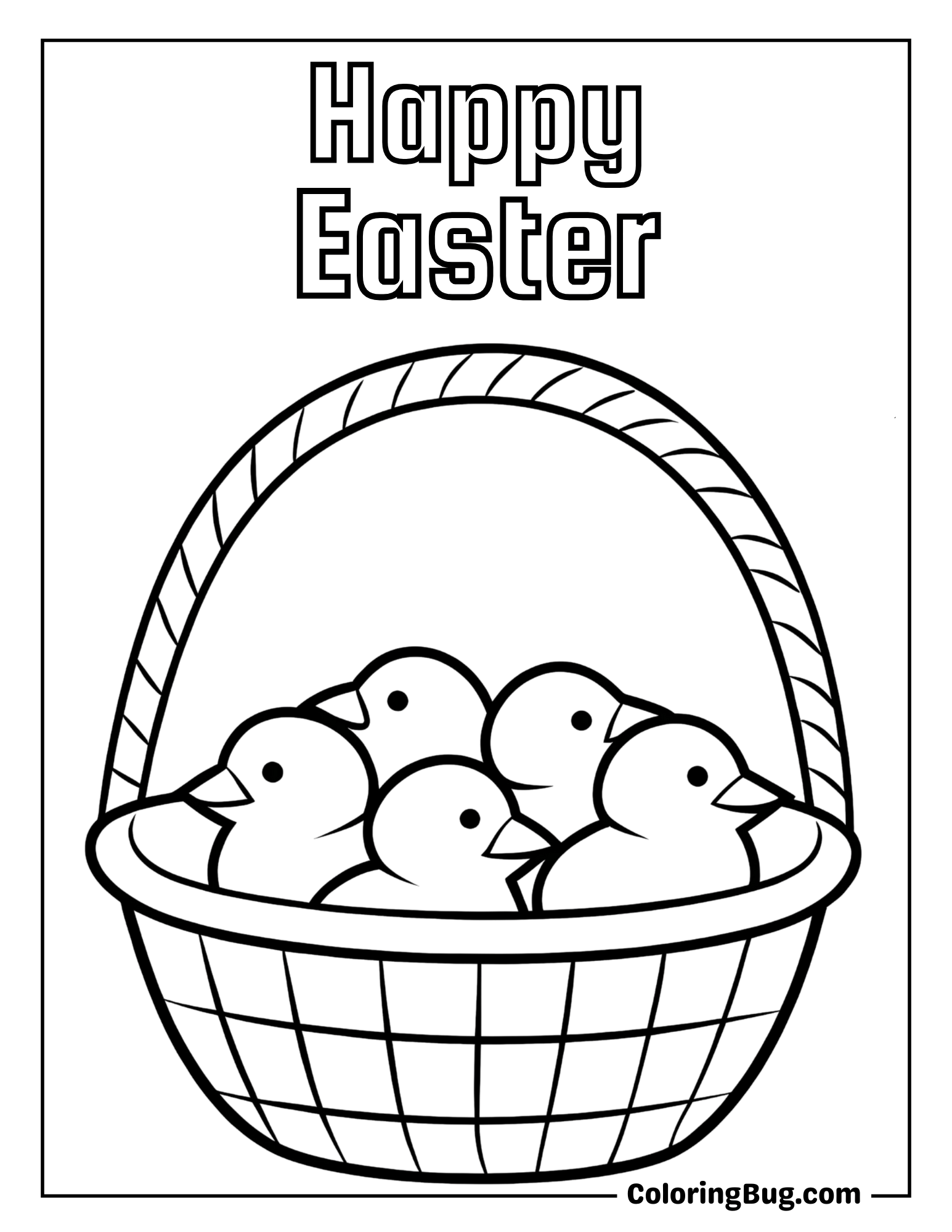 Basket Full of Little Chicks Coloring Sheet