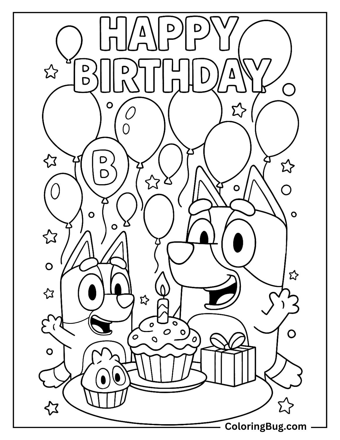 20 Bluey Birthday Coloring Pages (Free Printable PDFs)