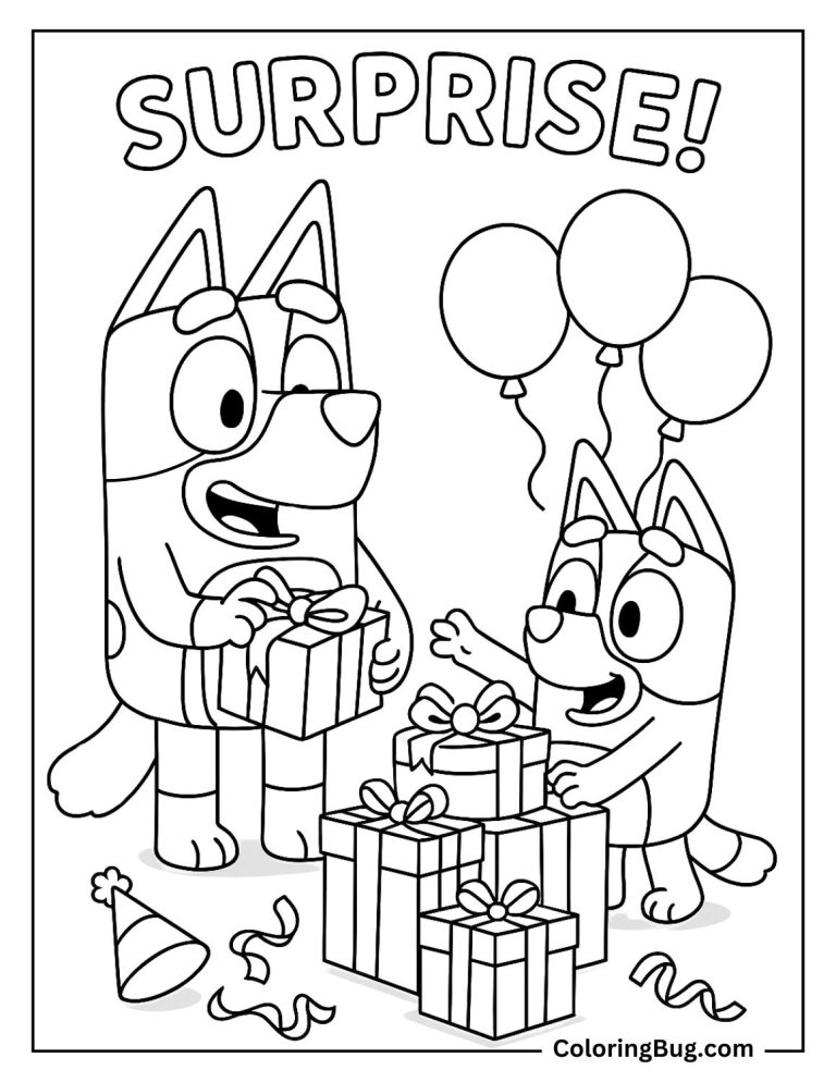 20 Bluey Birthday Coloring Pages (Free Printable PDFs)
