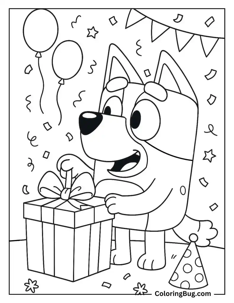 Bluey Birthday Surprise Coloring Page
