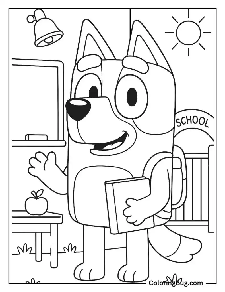 Bluey Going to School Coloring Page