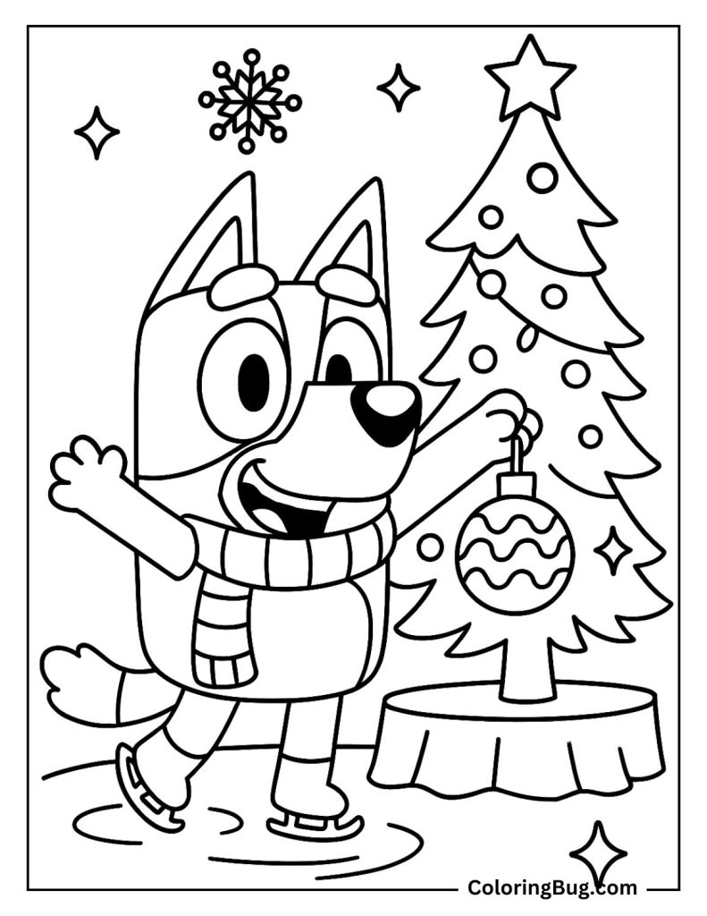 Bluey Ice Skating Coloring Page